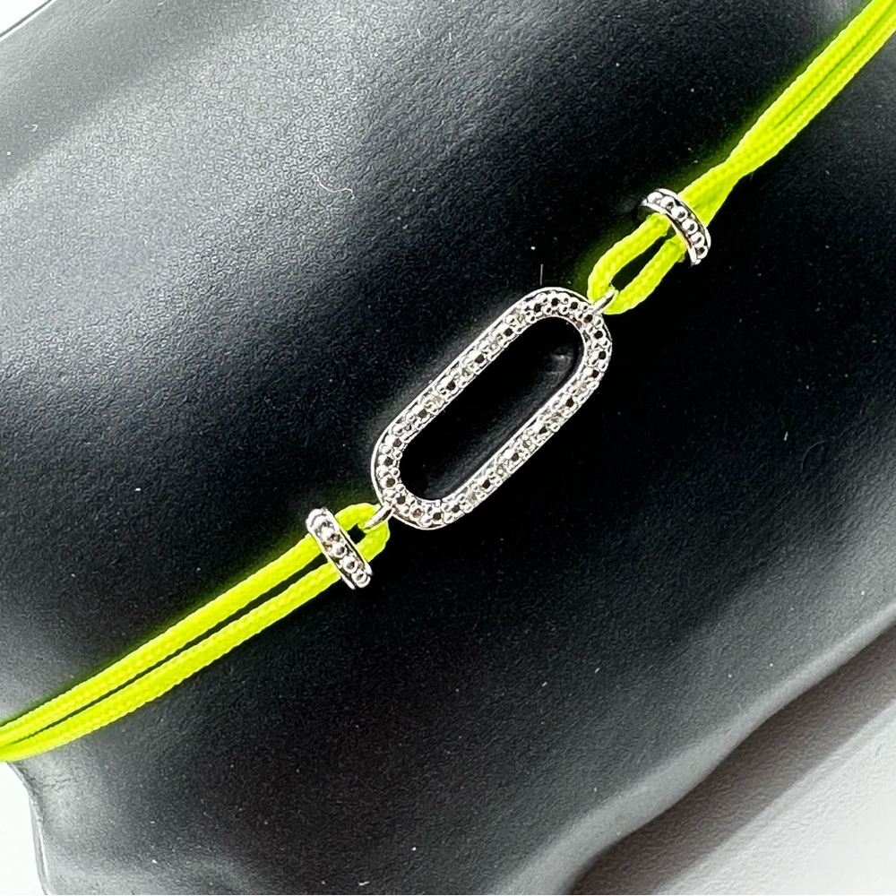 Diamond and sterling silver cord bracelet in bright yellow friendship - Picture 3 of 11